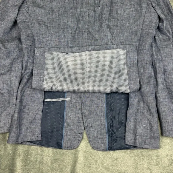 Murano Baird McNutt Linen Blazer Mens Medium Blue Two Button Sport Coat - Picture 12 of 12